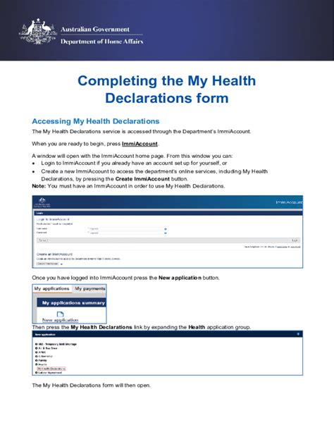 Link to the Online Health Declaration .